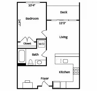 1BD, 1BTH A 508 floor plan